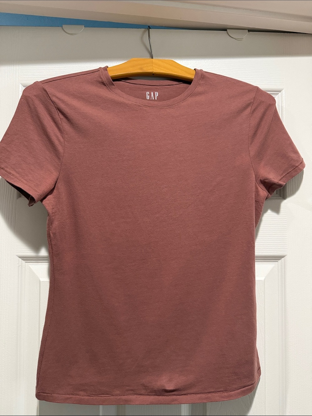 GAP Women’s Crewneck Closeknit T-Shirt in Dusty Rose